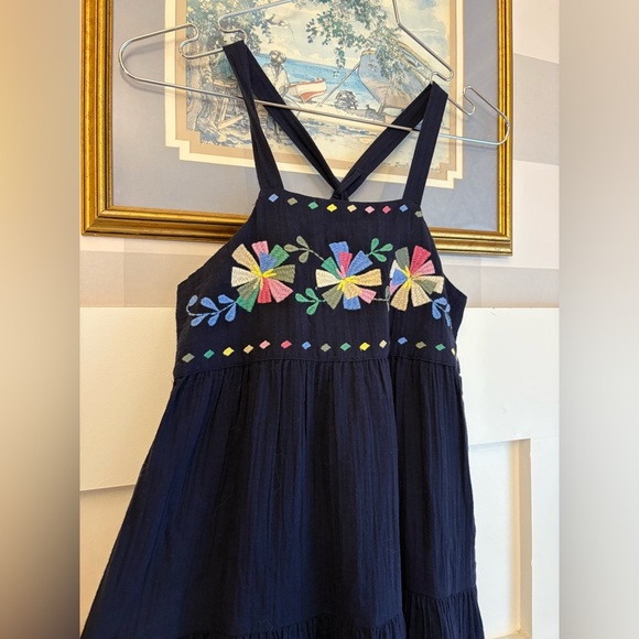 GAP Cotton Embroidered Navy Blue Kids Dress Size Large - Picture 3 of 6